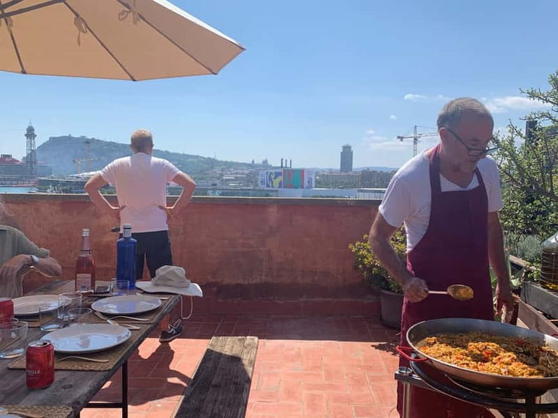 Barcelona: Paella Seafood Master Cooking Class with Sangria - Dinner on a plant-filled rooftop terrace