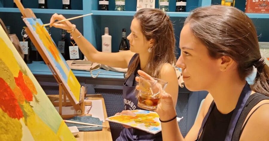 Barcelona: Paint and Sip Experience with Spanish Vermouth - Olives, chips, and a two-and-a-half-hour pace