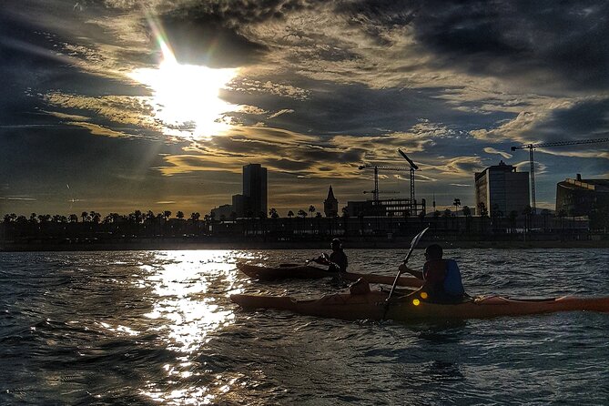 Barcelona Skyline Kayaking Coupled with Delicious Tapas - Paddling past Barceloneta toward Olympic Port