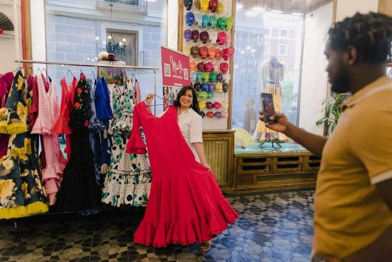 Madrid: Tapas Tour & Authentic Flamenco Experience - Maty and the work behind a flamenco costume
