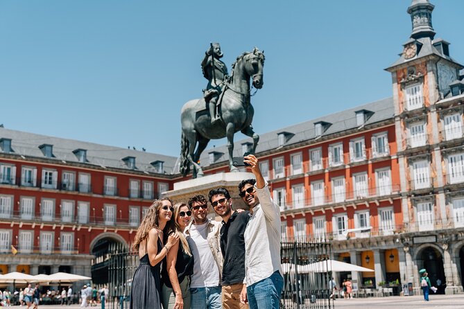 Madrid Tapas & Wine Tour with Rooftop Views and Local Guide - Plaza de Santa Ana and garlic shrimp