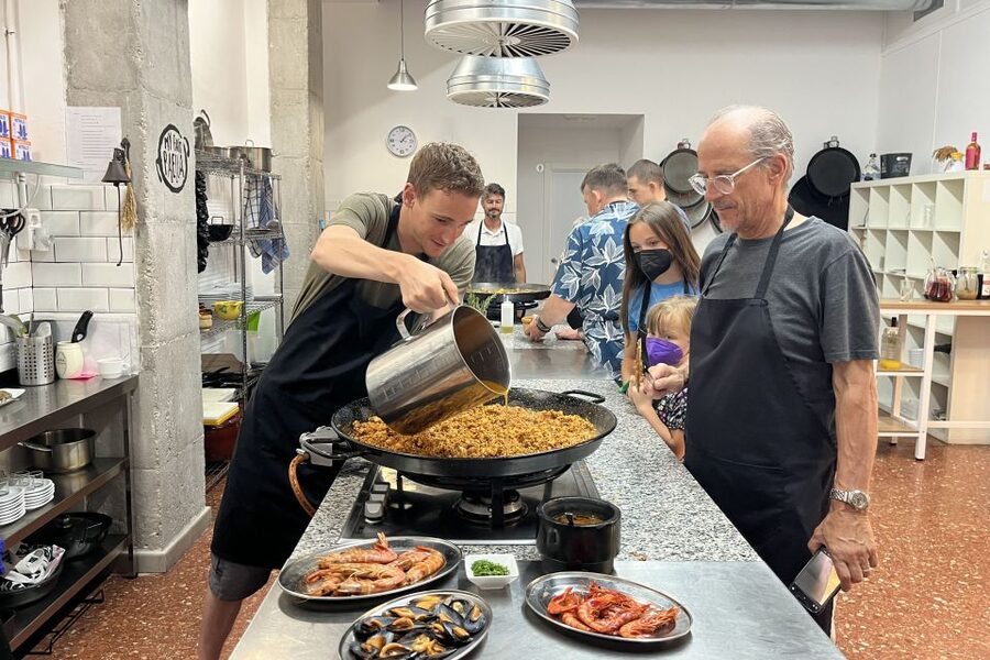 Real Paella Cooking Class – Market Visit & Sangría Workshop - Walking to the kitchen for tapas and sangria