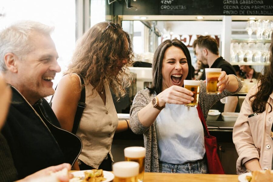 San Sebastian Like a Local: Evening Pintxos Tour - Learning the cider pour at the market bar