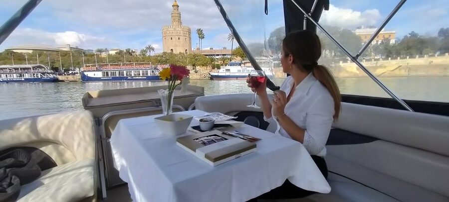 Seville: Exclusive River Boat Tour with Tapas - The historic center from the river